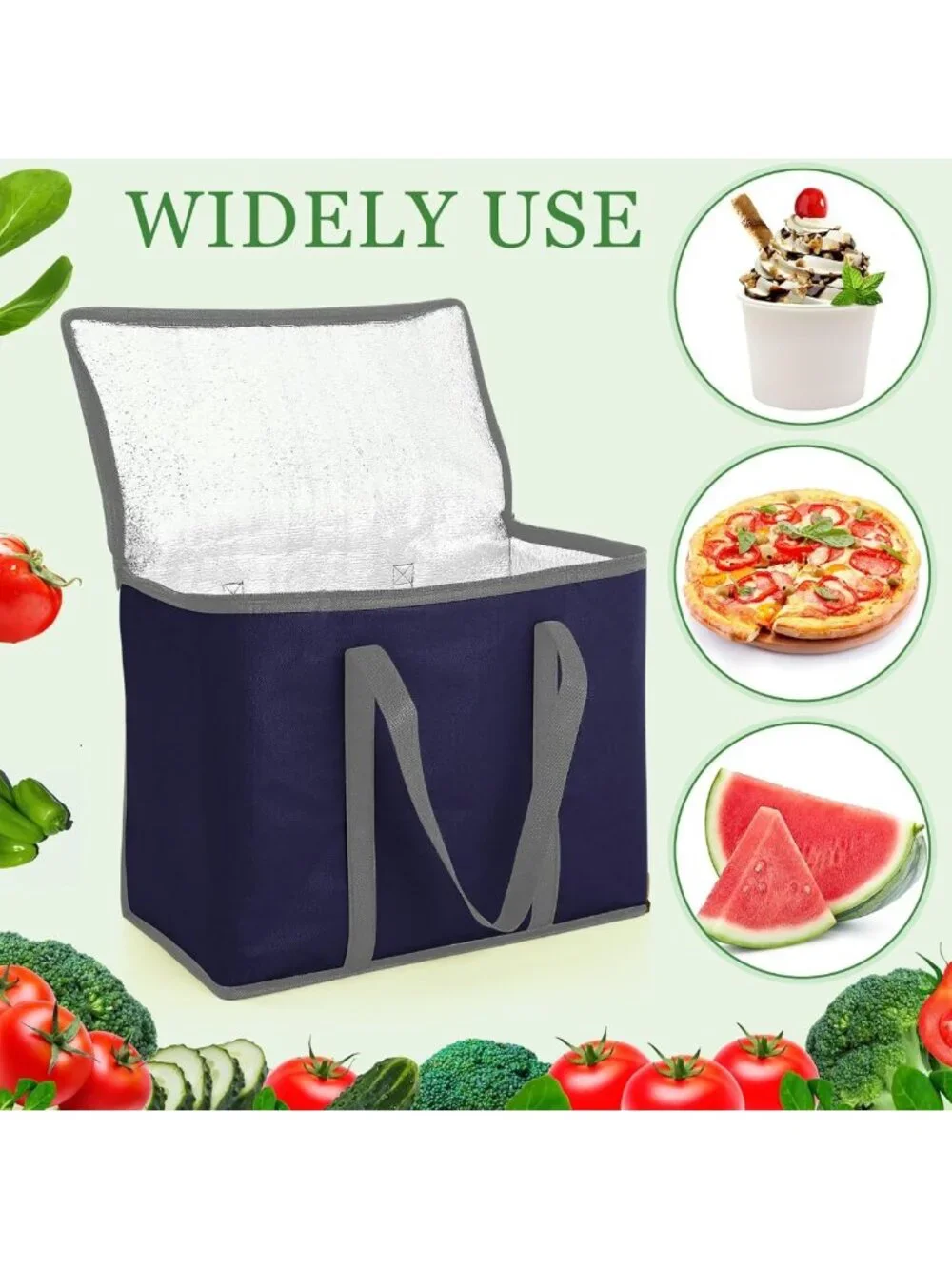15 Pcs Large Insulated Grocery Bags - Heavy Duty, Zippered, Foldable Totes for